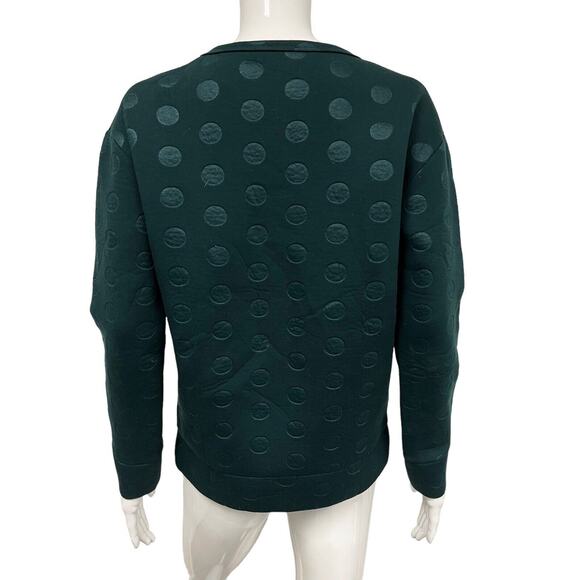 SONIA RYKIEL Green Polka Dot Neoprene Long Sleeve Pullover Sweater Top S - Picture 2 of 4